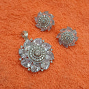 NAFJ  Silver Plated American Diamonds Glam Glitz Pendant Set