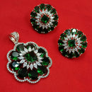 NAFJ  Silver Plated American Diamonds Glam Glitz Pendant Set