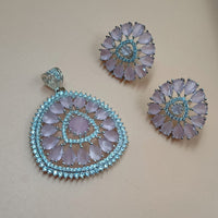 NAFJ  Silver Plated American Diamonds Glam Glitz Pendant Set