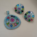 NAFJ  Silver Plated American Diamonds Glam Glitz Pendant Set