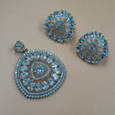 NAFJ  Silver Plated American Diamonds Glam Glitz Pendant Set