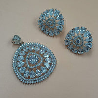 NAFJ  Silver Plated American Diamonds Glam Glitz Pendant Set
