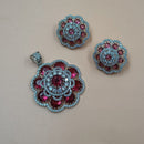 NAFJ  Silver Plated American Diamonds Glam Glitz Pendant Set