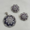 NAFJ  Silver Plated American Diamonds Glam Glitz Pendant Set