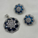 NAFJ  Silver Plated American Diamonds Glam Glitz Pendant Set