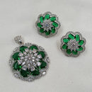 NAFJ  Silver Plated American Diamonds Glam Glitz Pendant Set