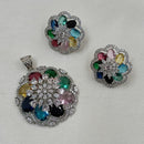 NAFJ  Silver Plated American Diamonds Glam Glitz Pendant Set