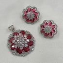 NAFJ  Silver Plated American Diamonds Glam Glitz Pendant Set