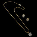 NAFJ Signature Shine Gold Plated American Diamonds Chain Pendant Set