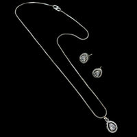 NAFJ Diva Style Silver Plated American Diamond Pendant & Chain Set