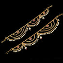 NAFJ Gold Plated  Pota And Pearl Stylish and Classic Indian Jewelry for Ethnic Wear Kanchain