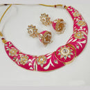 NAFJ Gold Plated Kundan And Meenakari Choker Necklace Set