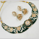 NAFJ Gold Plated Kundan And Meenakari Choker Necklace Set