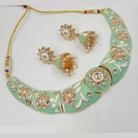 NAFJ Gold Plated Kundan And Meenakari Choker Necklace Set