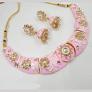 NAFJ Gold Plated Kundan And Meenakari Choker Necklace Set