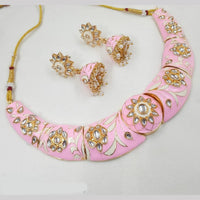NAFJ Gold Plated Kundan And Meenakari Choker Necklace Set