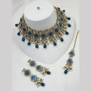 NAFJ Gold Plated Kundan And Beads Choker Necklace Set
