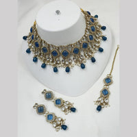 NAFJ Gold Plated Kundan And Beads Choker Necklace Set