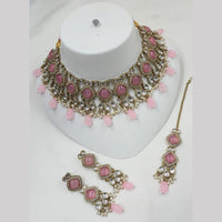 NAFJ Gold Plated Kundan And Beads Choker Necklace Set