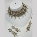 NAFJ Gold Plated Kundan And Beads Choker Necklace Set