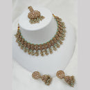 NAFJ Gold Plated Timeless Beauty Crystal And  Beads Choker Necklace Set