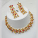 NAFJ Gold Plated Kundan Stone Necklace Set
