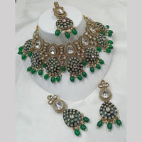 NAFJ Gold Plated Kundan And Beads And Meenakari Choker Necklace Set