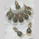 NAFJ Gold Plated Kundan And Beads And Meenakari Choker Necklace Set