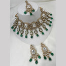 NAFJ Gold Plated Kundan And Beads Choker Necklace Set