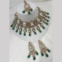 NAFJ Gold Plated Kundan And Beads Choker Necklace Set