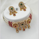 NAFJ Gold Plated Kundan And Beads Choker Necklace Set