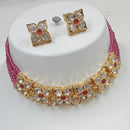 NAFJ Gold Plated Kundan And Beads Choker Necklace Set