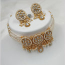 NAFJ Gold Plated Kundan And Beads Choker Necklace Set