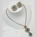 NAFJ Gold Plated Kundan Chain Pendant Set