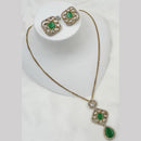 NAFJ Gold Plated Kundan Chain Pendant Set