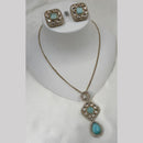 NAFJ Gold Plated Kundan Chain Pendant Set