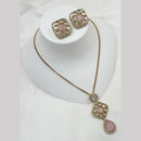 NAFJ Gold Plated Kundan Chain Pendant Set