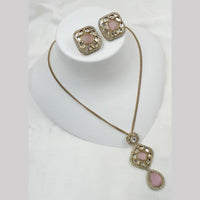 NAFJ Gold Plated Kundan Chain Pendant Set