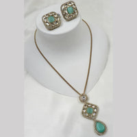 NAFJ Gold Plated Kundan Chain Pendant Set