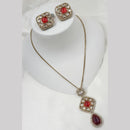 NAFJ Gold Plated Kundan Chain Pendant Set