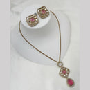 NAFJ Gold Plated Kundan Chain Pendant Set