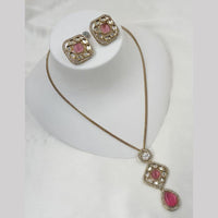 NAFJ Gold Plated Kundan Chain Pendant Set