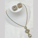 NAFJ Gold Plated Kundan Chain Pendant Set