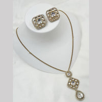 NAFJ Gold Plated Kundan Chain Pendant Set