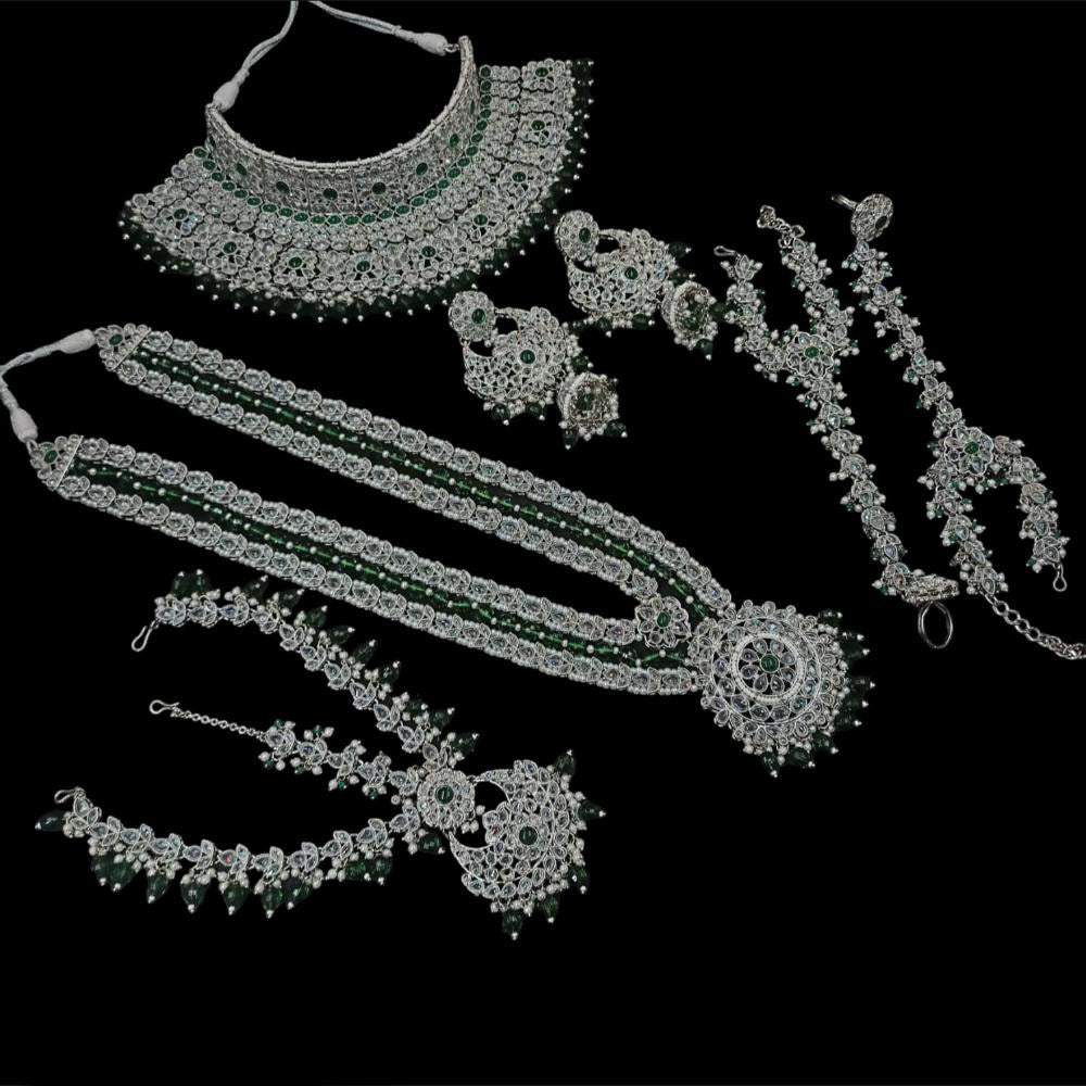 NAFJ Silver Plated Crystal Stone Bridal Set