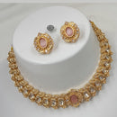 NAFJ Gold Plated Polki Kundan Stone Choker Necklace Set