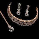 NAFJ Gold Plated American Diamond Choker Necklace Set