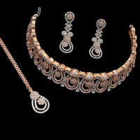 NAFJ Gold Plated American Diamond Choker Necklace Set