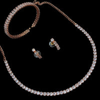 NAFJ Rose Gold \ Silver Plated American Diamond Combo Set 