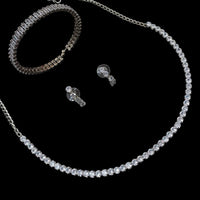 NAFJ Rose Gold \ Silver Plated American Diamond Combo Set
